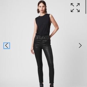all saints black waxed pants